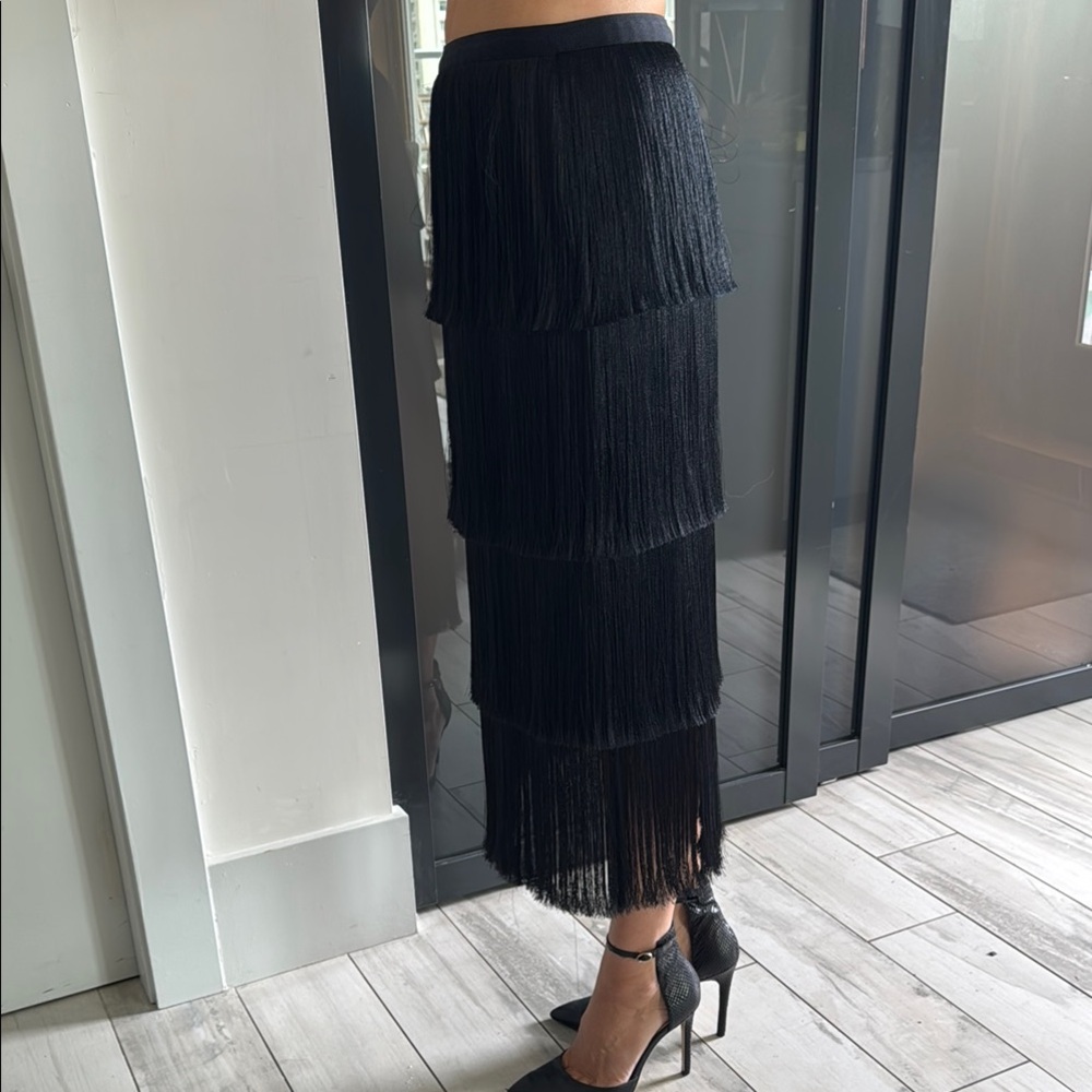 Club Monaco Black Tiered Midi Skirt